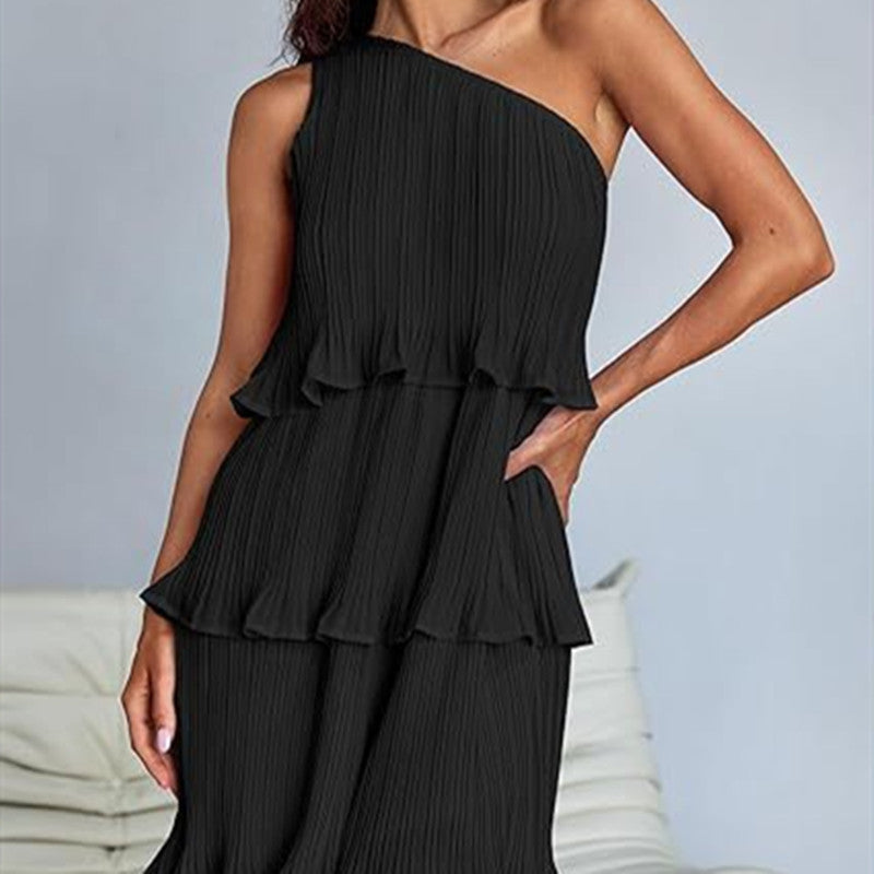 Off-Shoulder Layered Hem Dress