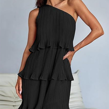 Off-Shoulder Layered Hem Dress