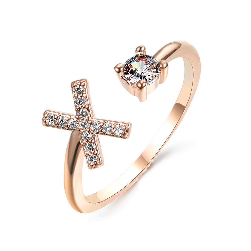 Personalized Initial Letter Ring | Adjustable Zircon Ring for Women