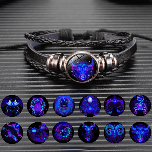 Zodiac Constellation Bracelet - Luminous Glow in the Dark Braided Bracelet for Men, Women & Kids