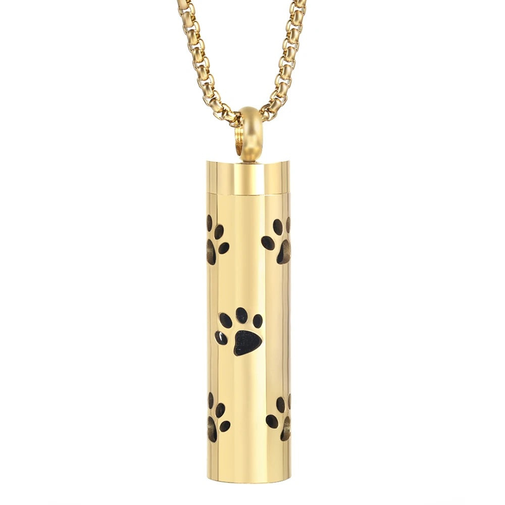 Gold Stainless Steel Aromatherapy Necklace - Cylindrical Hollow Pendant Essential Oil Diffuser