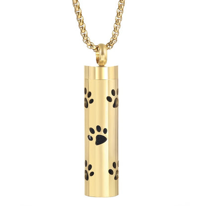 Gold Stainless Steel Aromatherapy Necklace - Cylindrical Hollow Pendant Essential Oil Diffuser