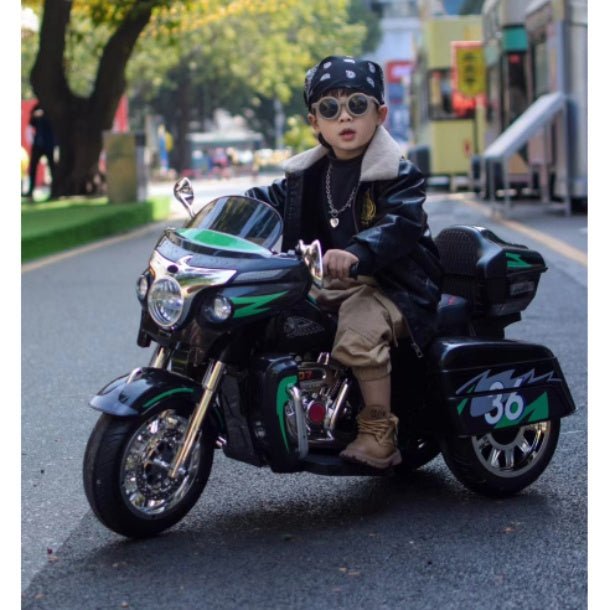 Kids 12V Electric Motorcycle – 2-Seat 3-Wheel Ride-On with Music, Lights & Storage, Ages 3–8