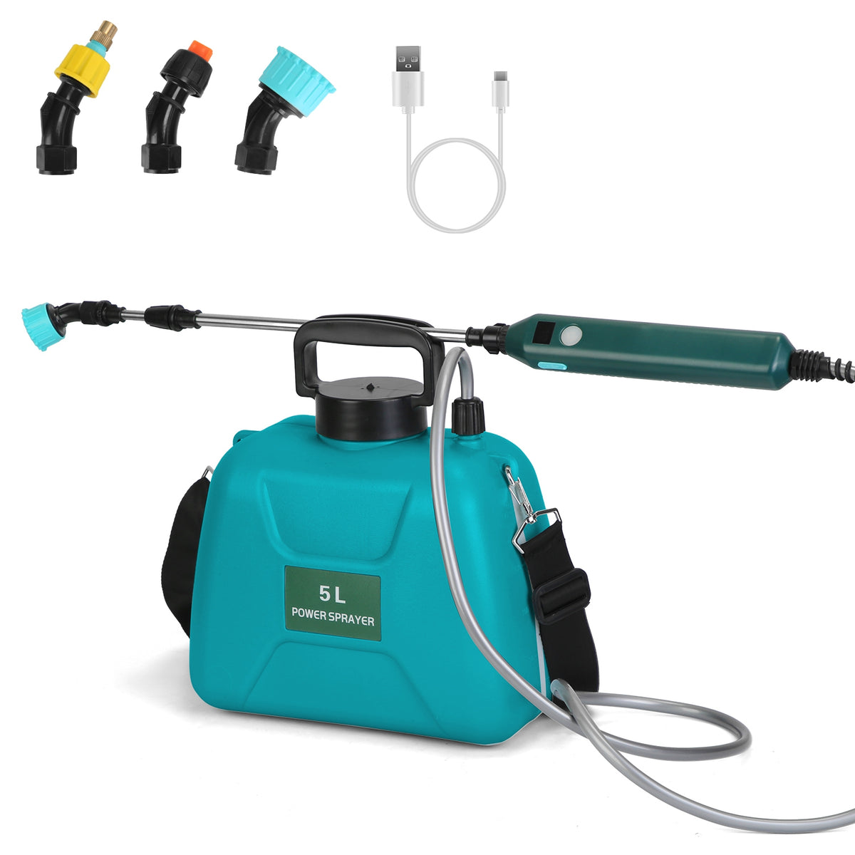 Electric Garden Sprayer – 5L Battery-Powered with Telescopic Wand & 3 Nozzles