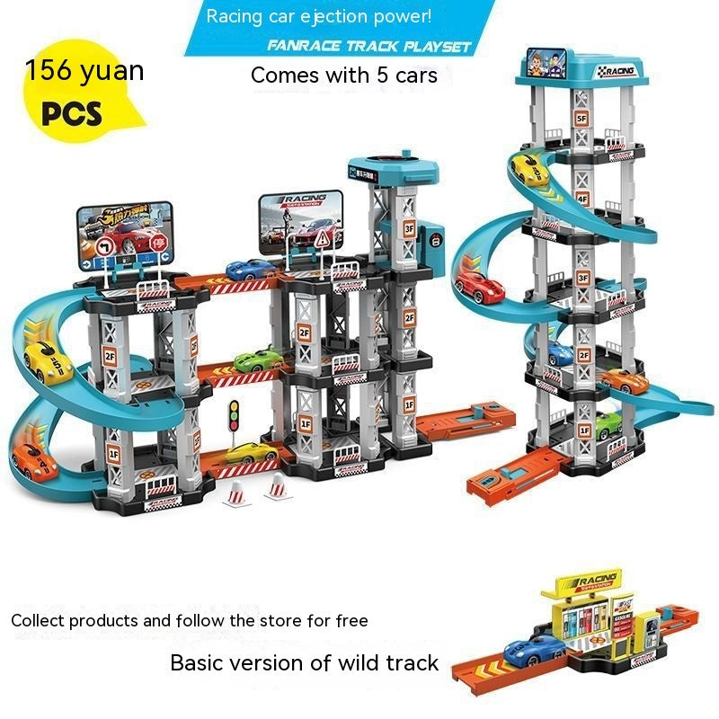 Children's Large Parking Lot Track Set with Cars