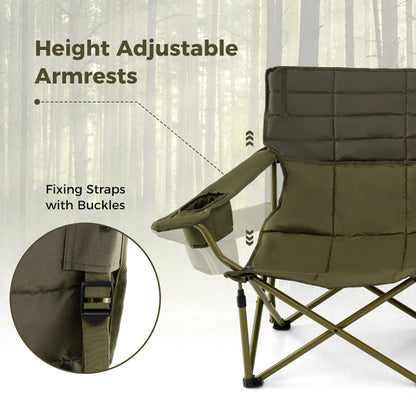Double Camping Loveseat Chair - Oversized Folding Couch with Cup Holders, 660 lbs Capacity