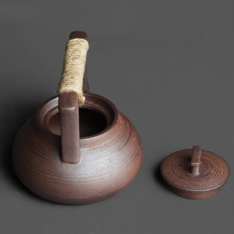 Vintage-Style Portable Stoneware Travel Teapot