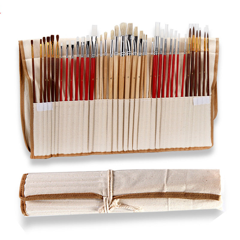 Paint Brush Set,38 Pcs/Set Paint Brushes with Canvas Bag