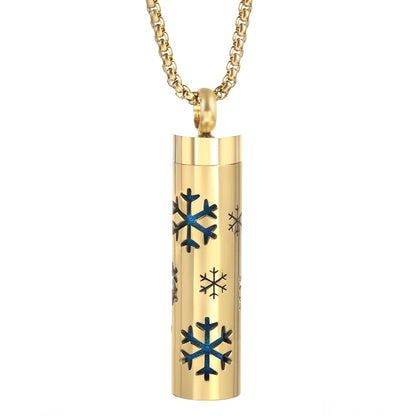 Gold Stainless Steel Aromatherapy Necklace - Cylindrical Hollow Pendant Essential Oil Diffuser