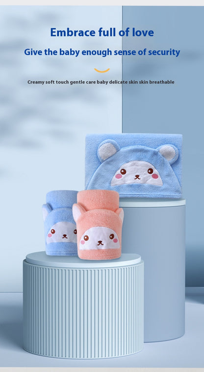 Kids' Hooded Quick-Dry Coral Fleece Bathrobe.