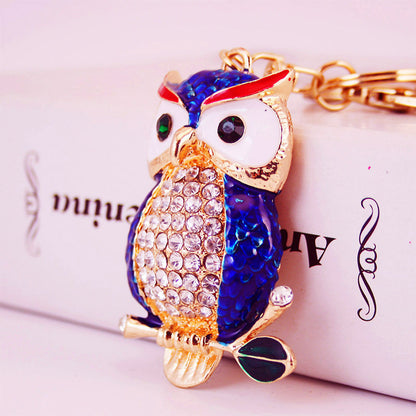 Creative Cartoon Diamond  Owl Car Keychain Pendant