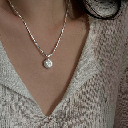 Sterling Silver Baroque Pearl Necklace - Natural Freshwater Pearl Jewelry for Women