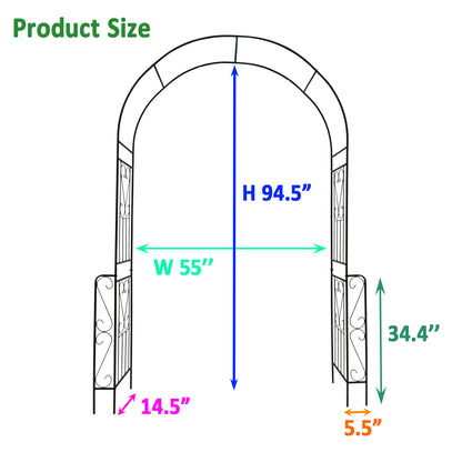Sheila Merchandise decorative garden arch for climbing plants with dimensions 94.5 inches high and 55 inches wide