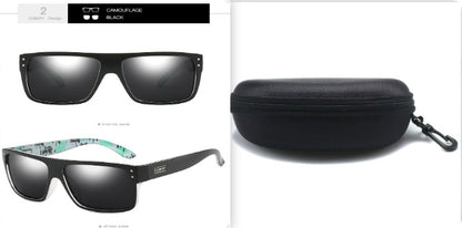 Sheila Merchandise polarized fishing sunglasses in black with camouflage arms and protective hard case