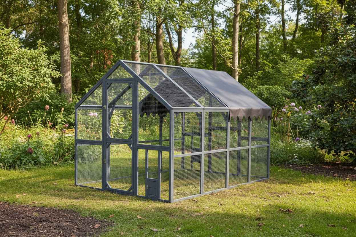 Large Walk-In Chicken Coop & Outdoor Poultry Run with Waterproof Cover
