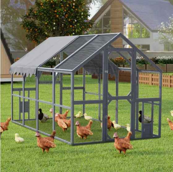 Large Walk-In Chicken Coop & Outdoor Poultry Run with Waterproof Cover