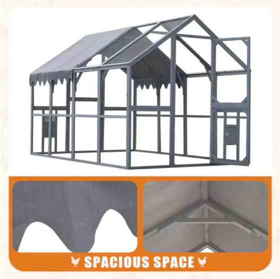 Large Walk-In Chicken Coop & Outdoor Poultry Run with Waterproof Cover
