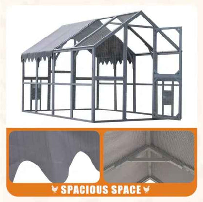 Large Walk-In Chicken Coop & Outdoor Poultry Run with Waterproof Cover