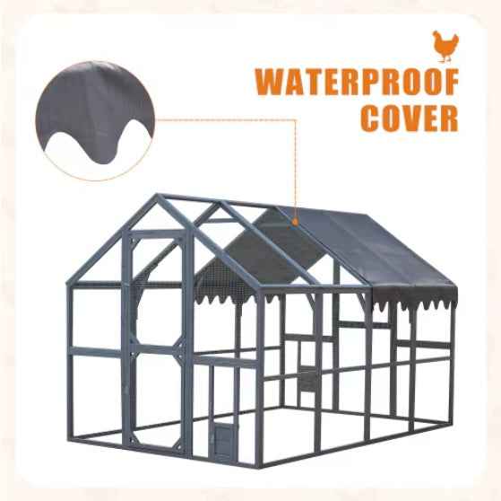 Large Walk-In Chicken Coop & Outdoor Poultry Run with Waterproof Cover