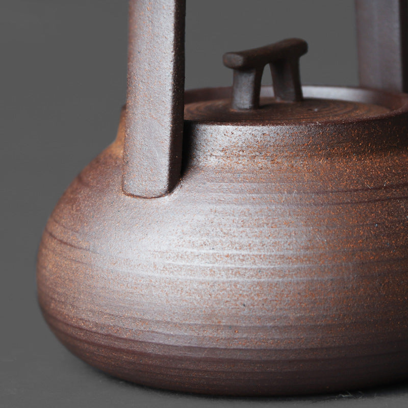 Vintage-Style Portable Stoneware Travel Teapot