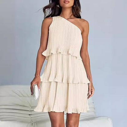 Off-Shoulder Layered Hem Dress