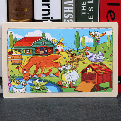 80-Piece Wooden Animal Puzzle - Educational Toy for Kids