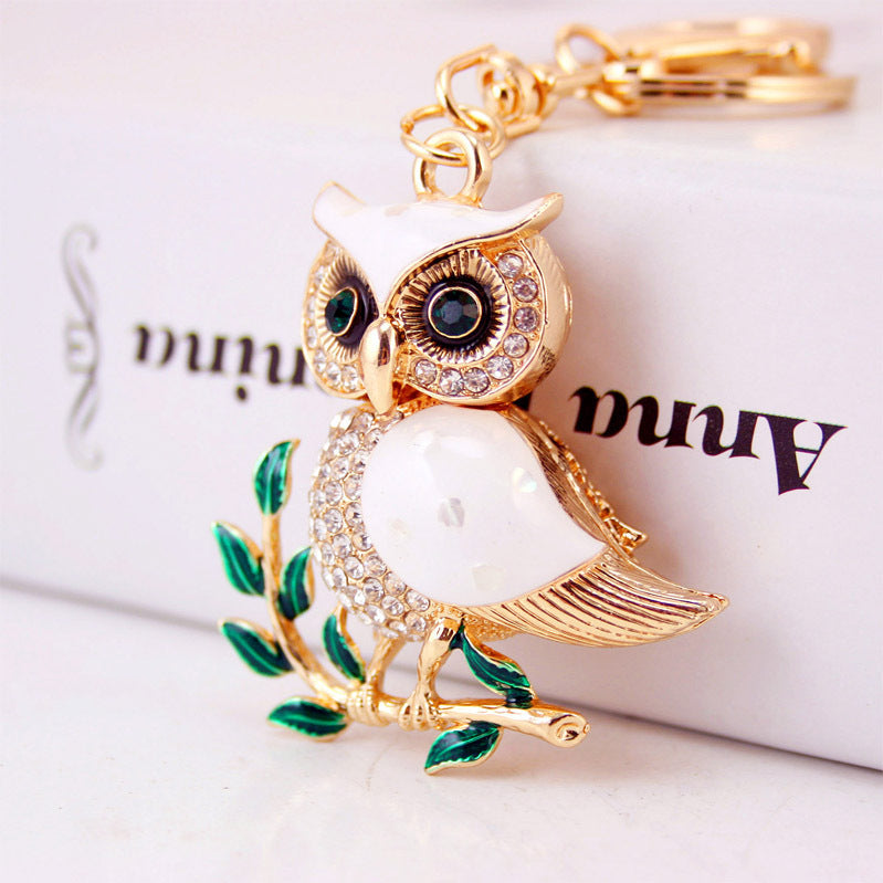Creative Cartoon Diamond  Owl Car Keychain Pendant