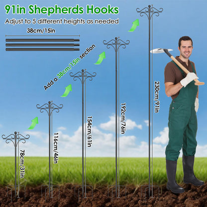 2-Pack Heavy Duty Double Shepherd's Hook — Bird Feeder & Garden Hanging Pole