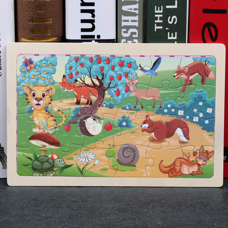 80-Piece Wooden Animal Puzzle - Educational Toy for Kids