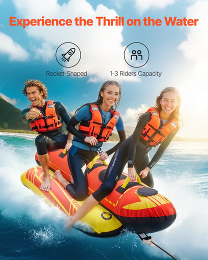 Rocket Towable Tube for Boating – 1–3 Riders, 510 lbs Capacity