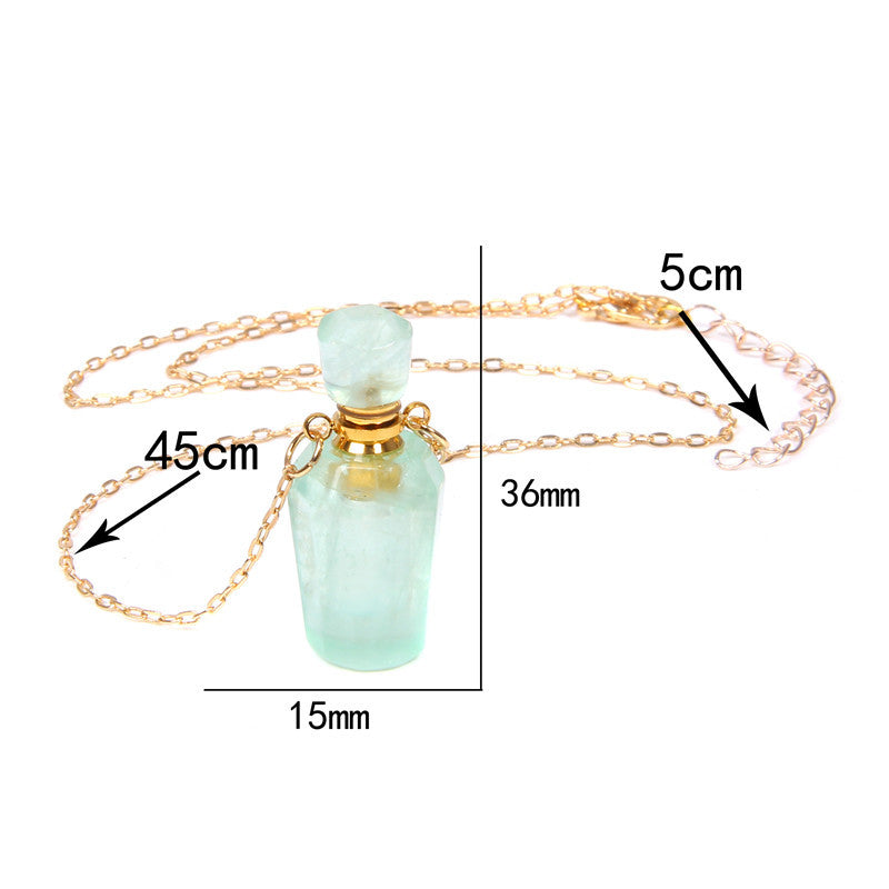 Natural White Crystal Perfume Bottle - Essential Oil Aromatherapy Pendant Necklace