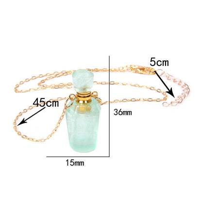 Natural White Crystal Perfume Bottle - Essential Oil Aromatherapy Pendant Necklace