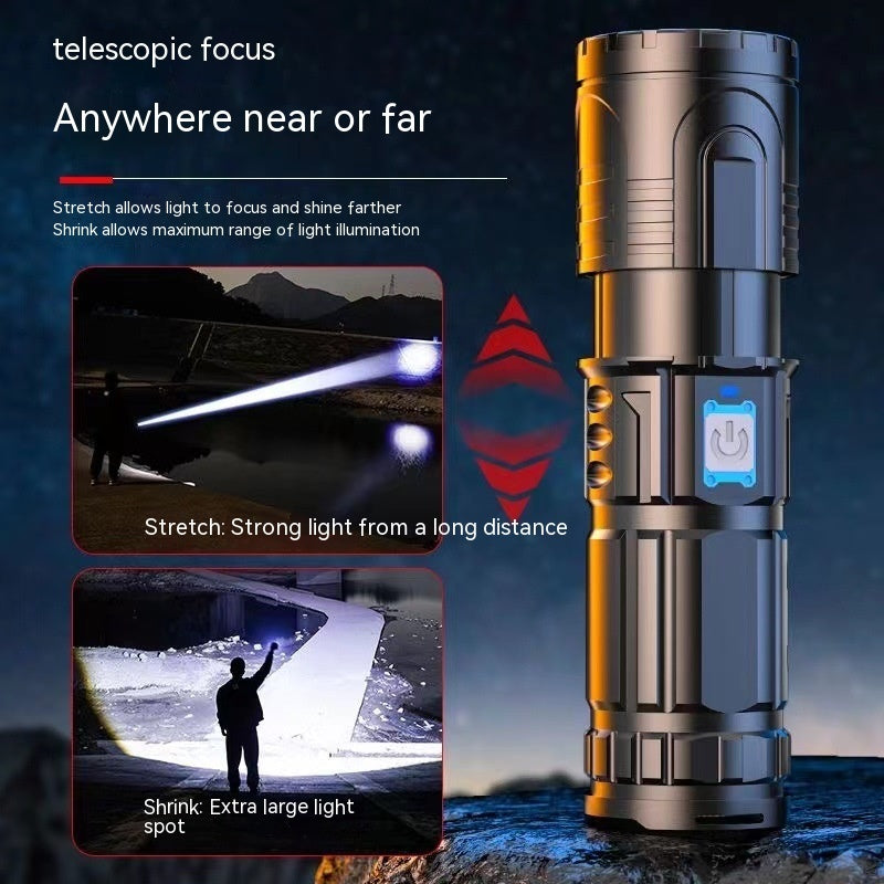 USB Rechargeable LED Flashlight – Zoomable, Waterproof, 3-Mode Tactical Light