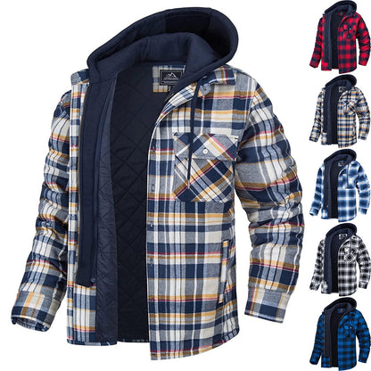 Men's Plaid Hooded Winter Jacket