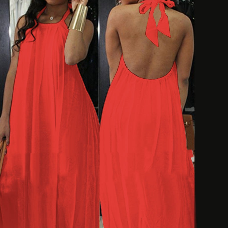 Women's Halter Neck Bohemian Maxi Dress