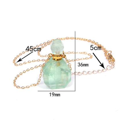 Natural White Crystal Perfume Bottle - Essential Oil Aromatherapy Pendant Necklace