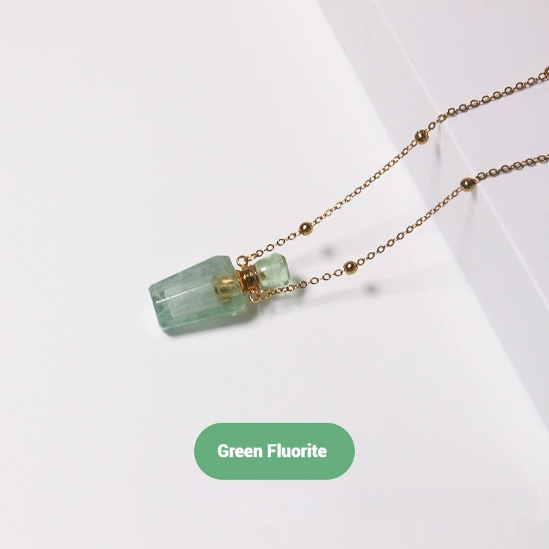 Natural White Crystal Perfume Bottle - Essential Oil Aromatherapy Pendant Necklace