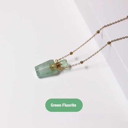 Natural White Crystal Perfume Bottle - Essential Oil Aromatherapy Pendant Necklace