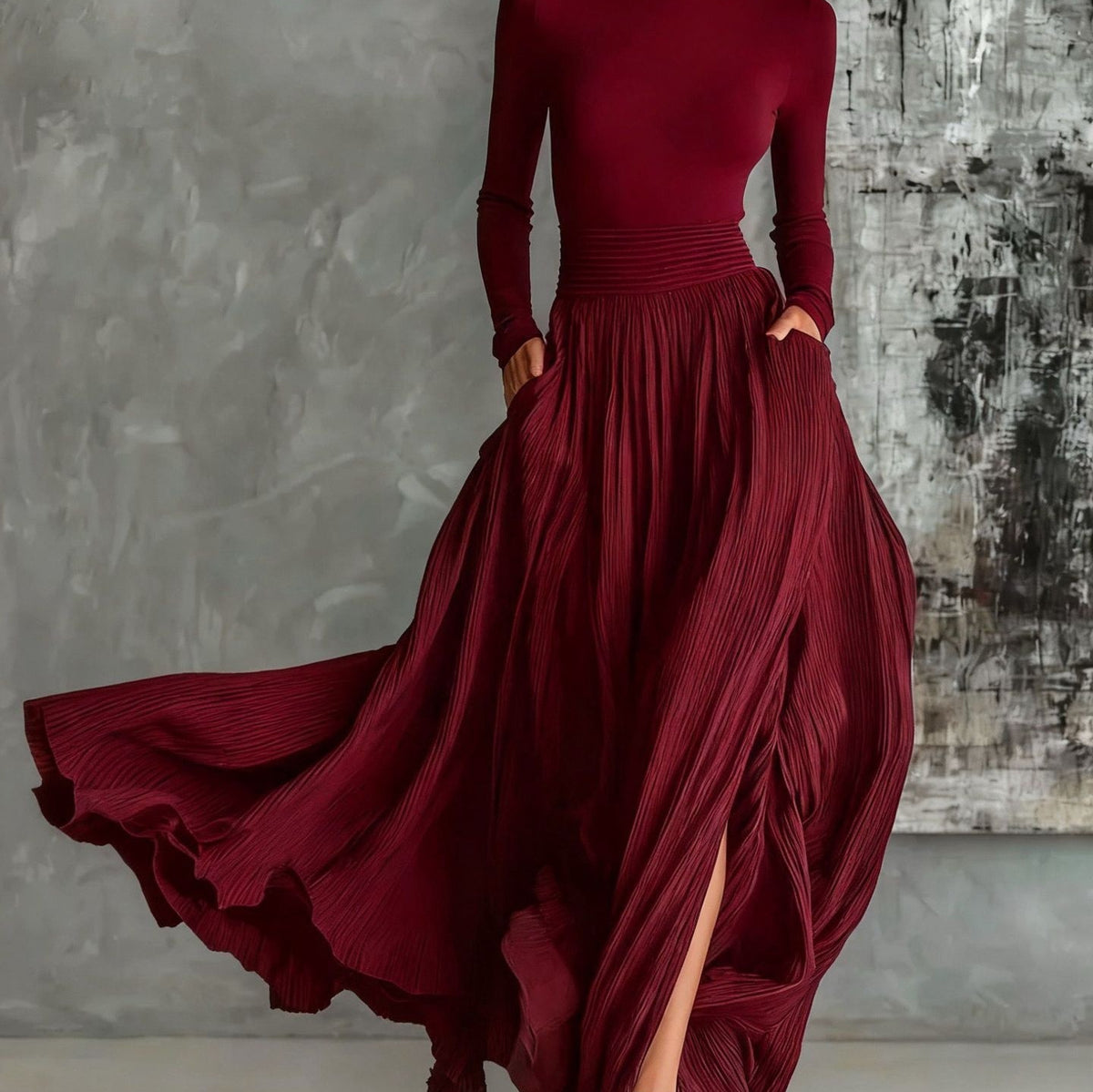 Vintage-Inspired Midi Dress – Tailored Slim Fit for Women
