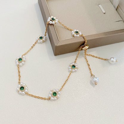 Pearl Flower Bracelet – Elegant All-Match Adjustable Chain for Women"