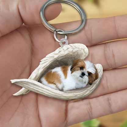 Angel 🪽 wings covering are sleeping bestie fur buddies memories Keychain