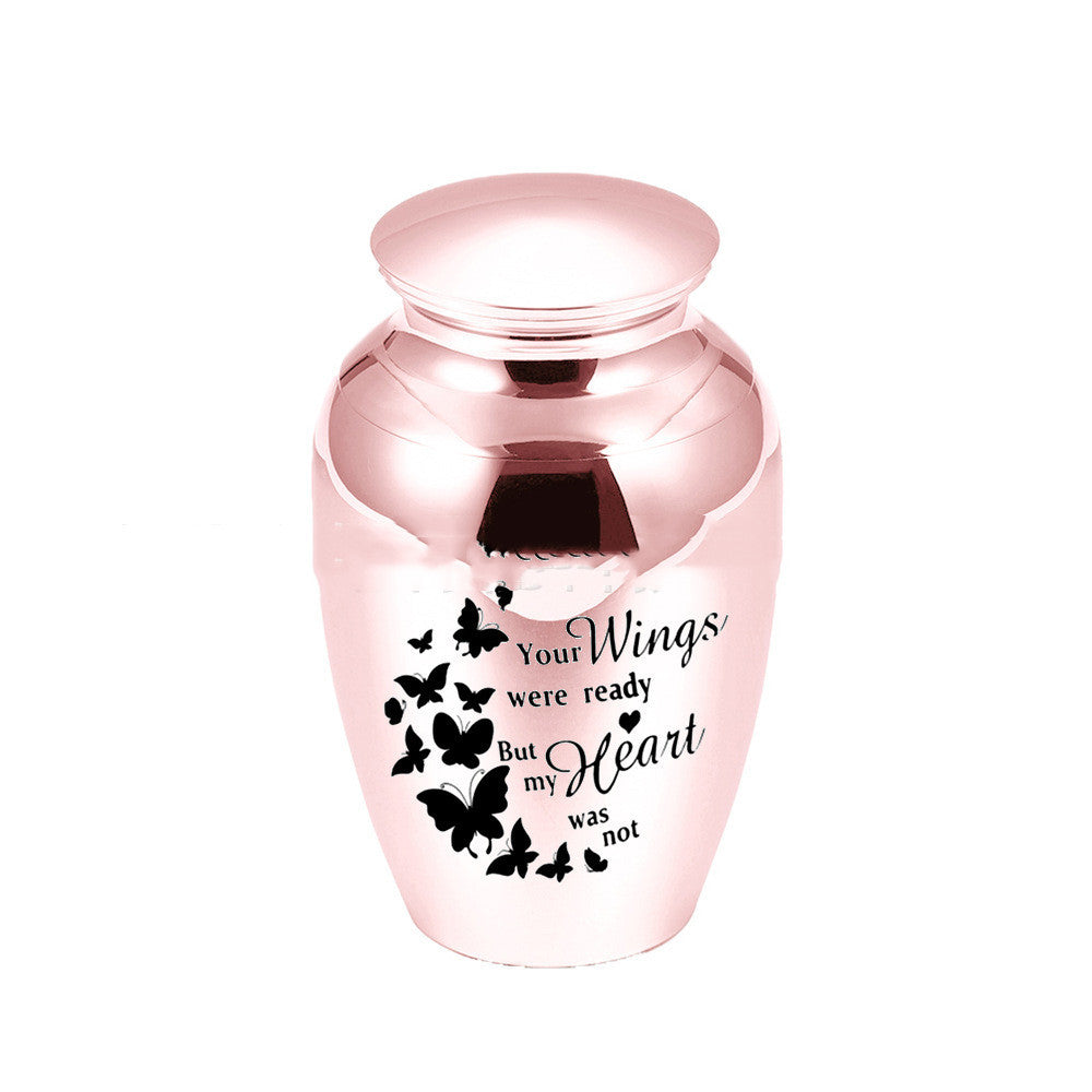 Rose gold forever heart remembrance urn with Your Wings Were Ready but My Heart Was inscription