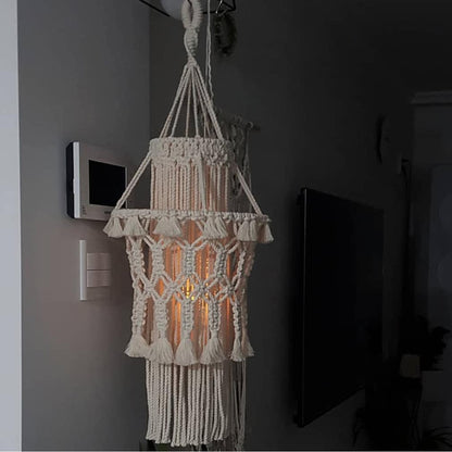 Sheila Merchandise handmade home lighting decor macrame hanging lamp with intricate soft-mounted decorative design