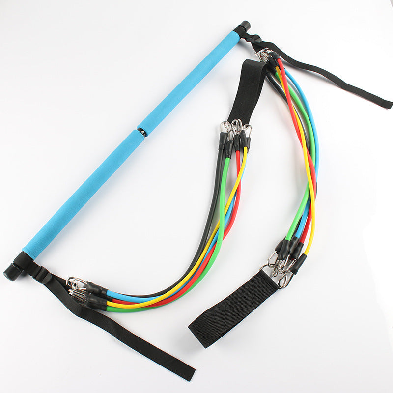 Sheila Merchandise home exercise bar with colorful resistance bands and foam grip handles for fitness