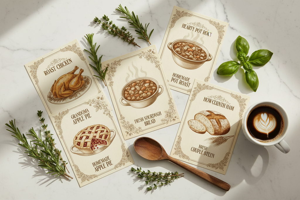 Simple Cooking Recipe Cards – Set of 12