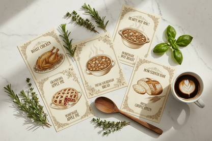 Simple Cooking Recipe Cards – Set of 12