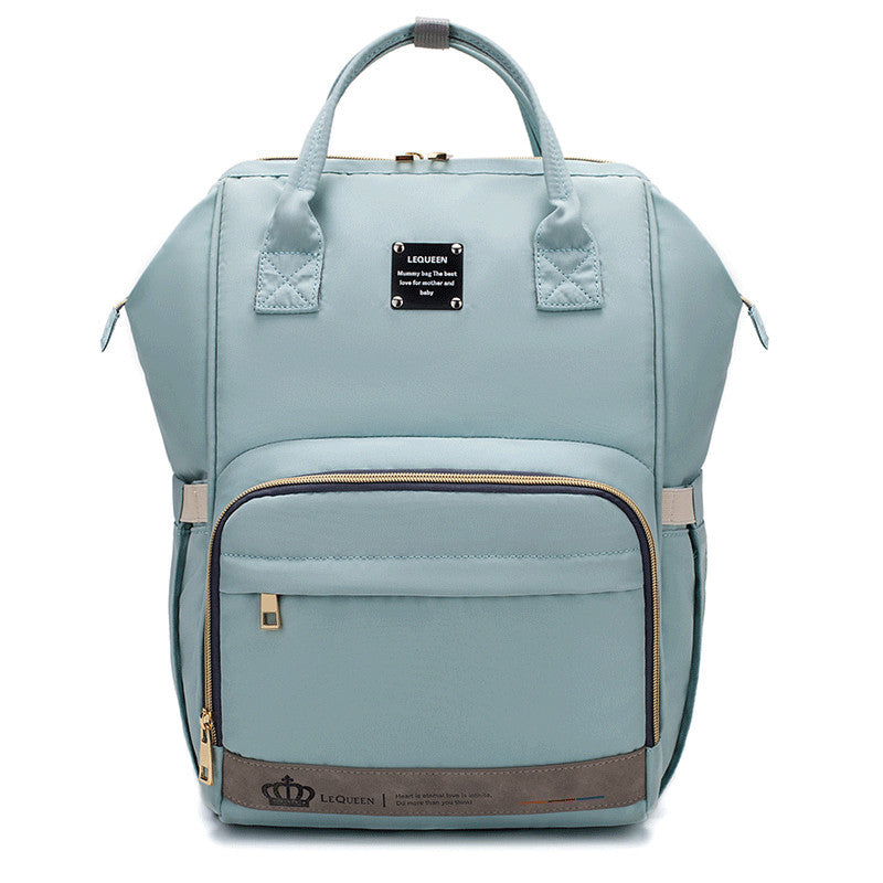 Sheila Merchandise light blue parent-approved diaper backpack with multiple compartments and top handles