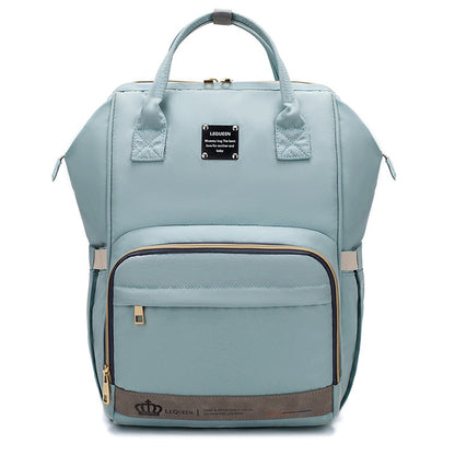 Sheila Merchandise light blue parent-approved diaper backpack with multiple compartments and top handles
