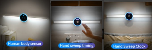 Smart cabinet light with motion sensor cabinet lighting and hand sweep timing features for convenient use