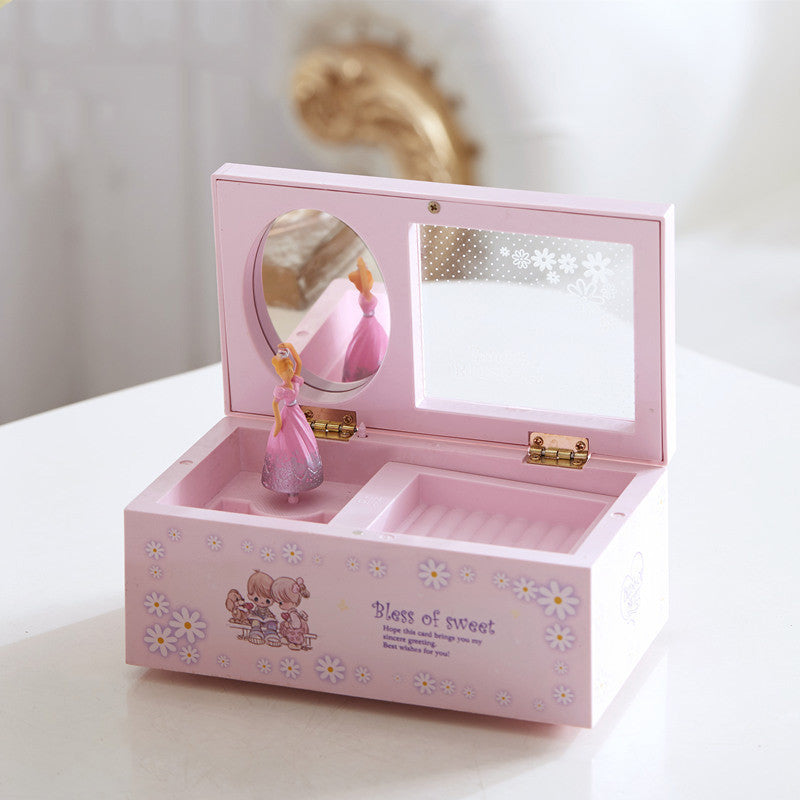Sheila Merchandise musical ballet dancer box in pink with a spinning ballerina figurine and decorative floral design